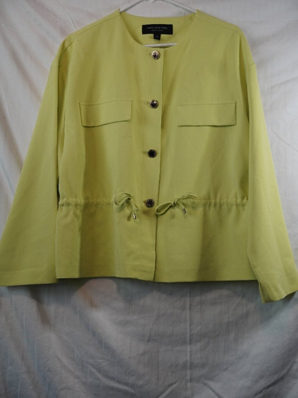 Marc New York Andrew Marc Chartreuse Green Collarless Jacket Sz L
